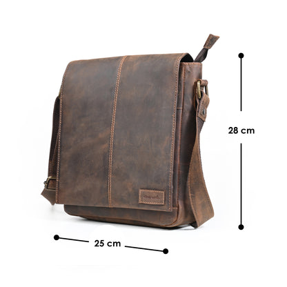 Genuine Premium Leather Made Casual Sling Bag For Men And Women-Tan