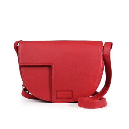 Genuine Premium Leather Made Casual Sling Bag For Women-Red