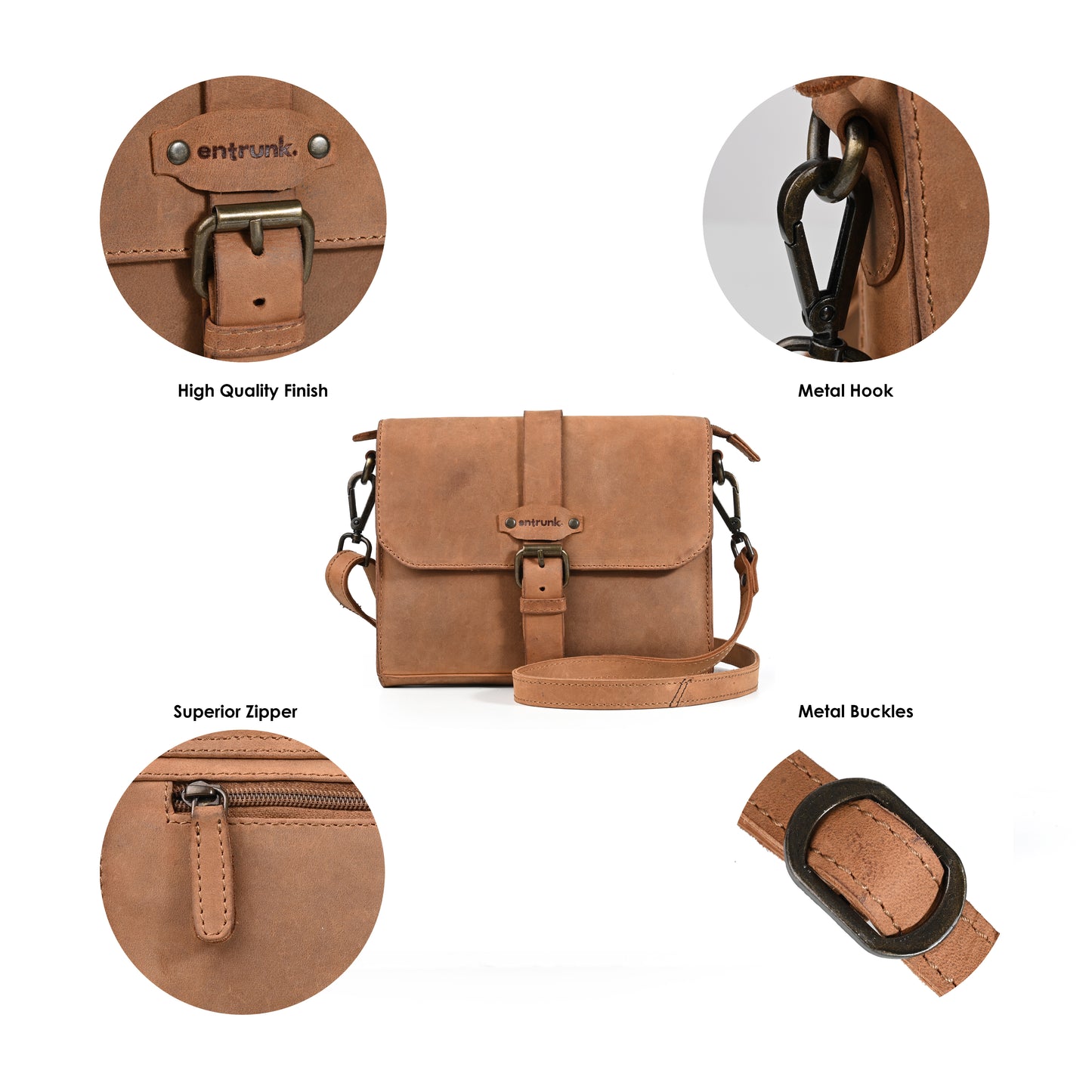 Genuine Premium Leather Bag for Men - Office Bag, Tan Color - Messenger Bags/Leather Bag for Men And Women With Adjustable Shoulder Strap