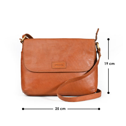 Genuine Premium Leather Made Casual Cross Body Sling Messenger Bag For Men And Women-Brown