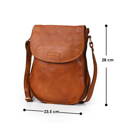 Genuine Premium Leather Made Casual Cross Body Sling Bag For Men And Women-Tan