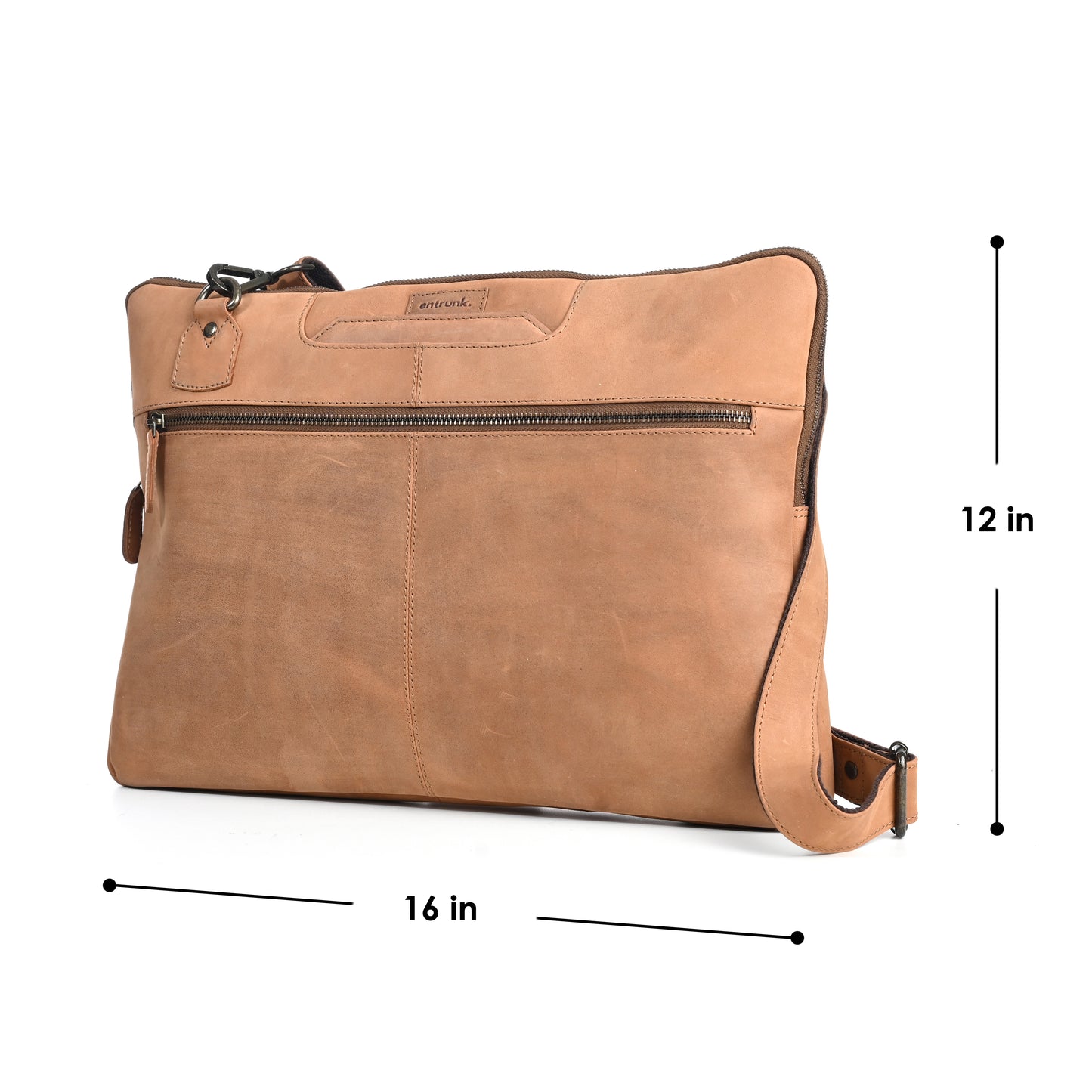 Genuine Premium Leather Bag for Men - Office Bag, Tan Color - Messenger Bags/Leather Bag for Men And Women With Adjustable Shoulder Strap