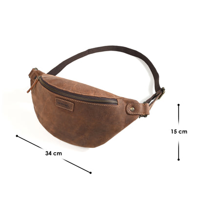 Genuine Premium Leather Casual, Travel Waist Bag Waist Bag Fanny Bag Travel Pouch Passport Holder for Men and Women-Tan