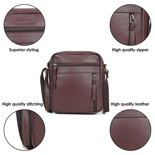 Genuine Premium Leather Made Casual/Travel Cross Body Sling Bag For Men And Women-Brown