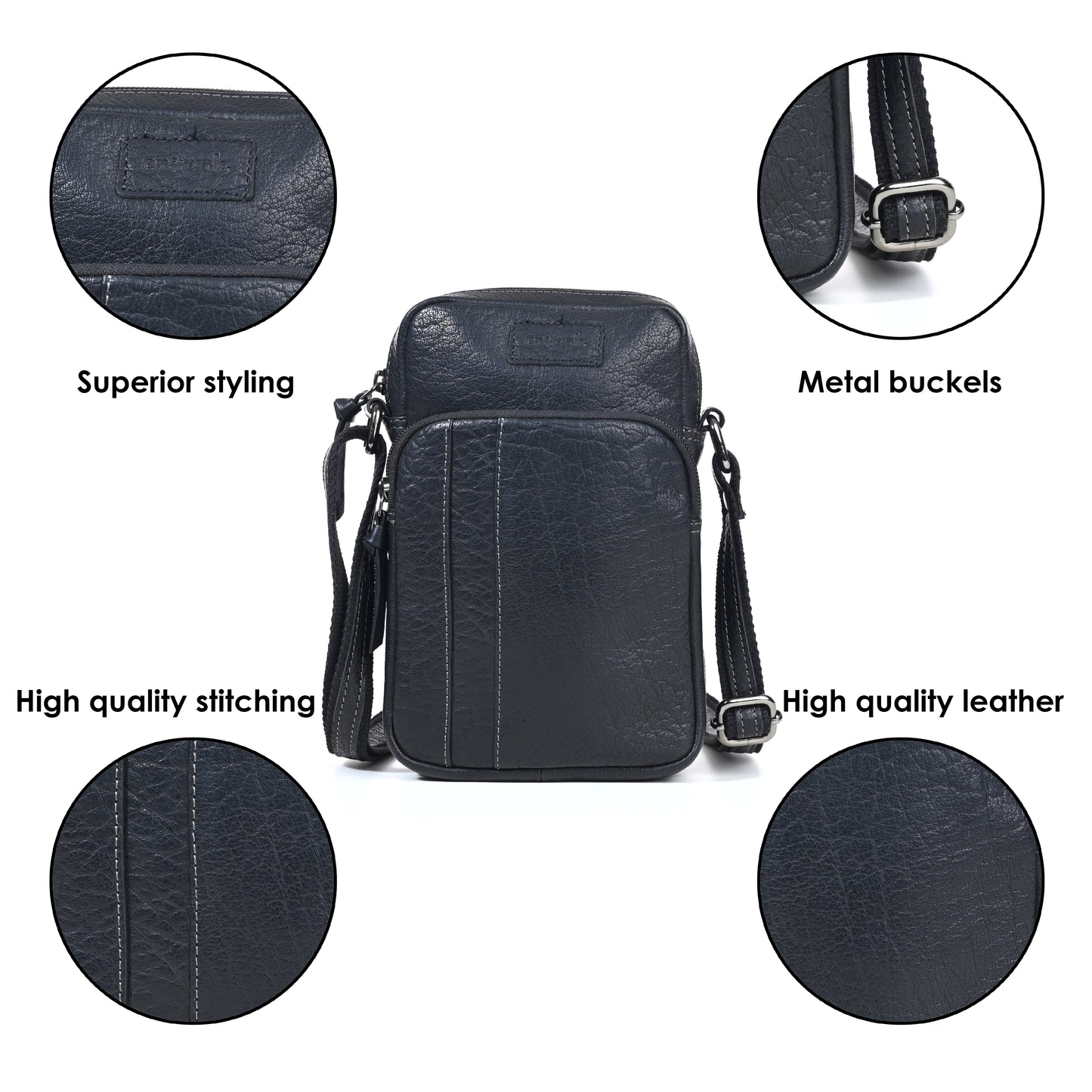 Genuine Premium Leather Made Casual/Travel Cross Body Sling Bag For Men And Women-Black