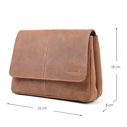 Genuine Premium Leather Made Casual Cross Body Sling Bag For Women-Tan