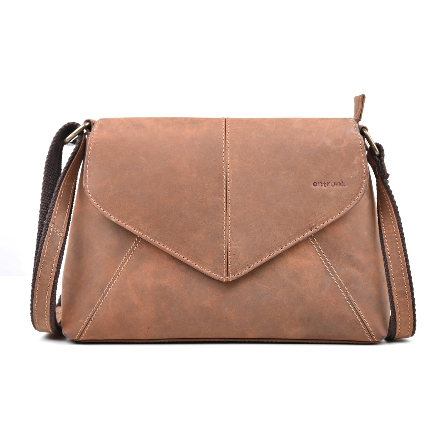 Genuine Premium Leather Made Casual Cross Body Sling Bag For Women-Tan