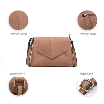 Genuine Premium Leather Made Casual Cross Body Sling Bag For Women-Tan