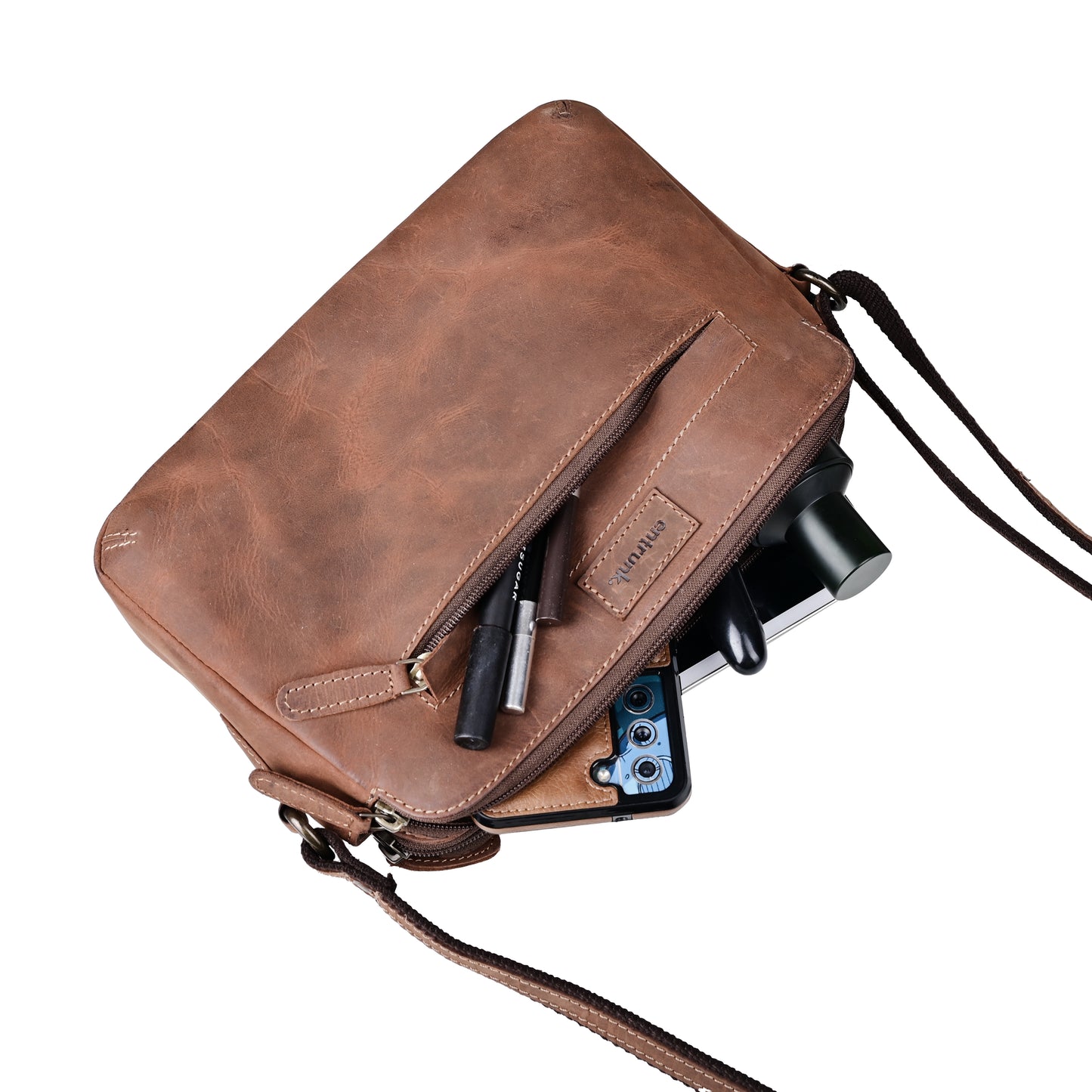 Genuine Premium Leather Made Casual Cross Body Sling Bag For Women-Tan