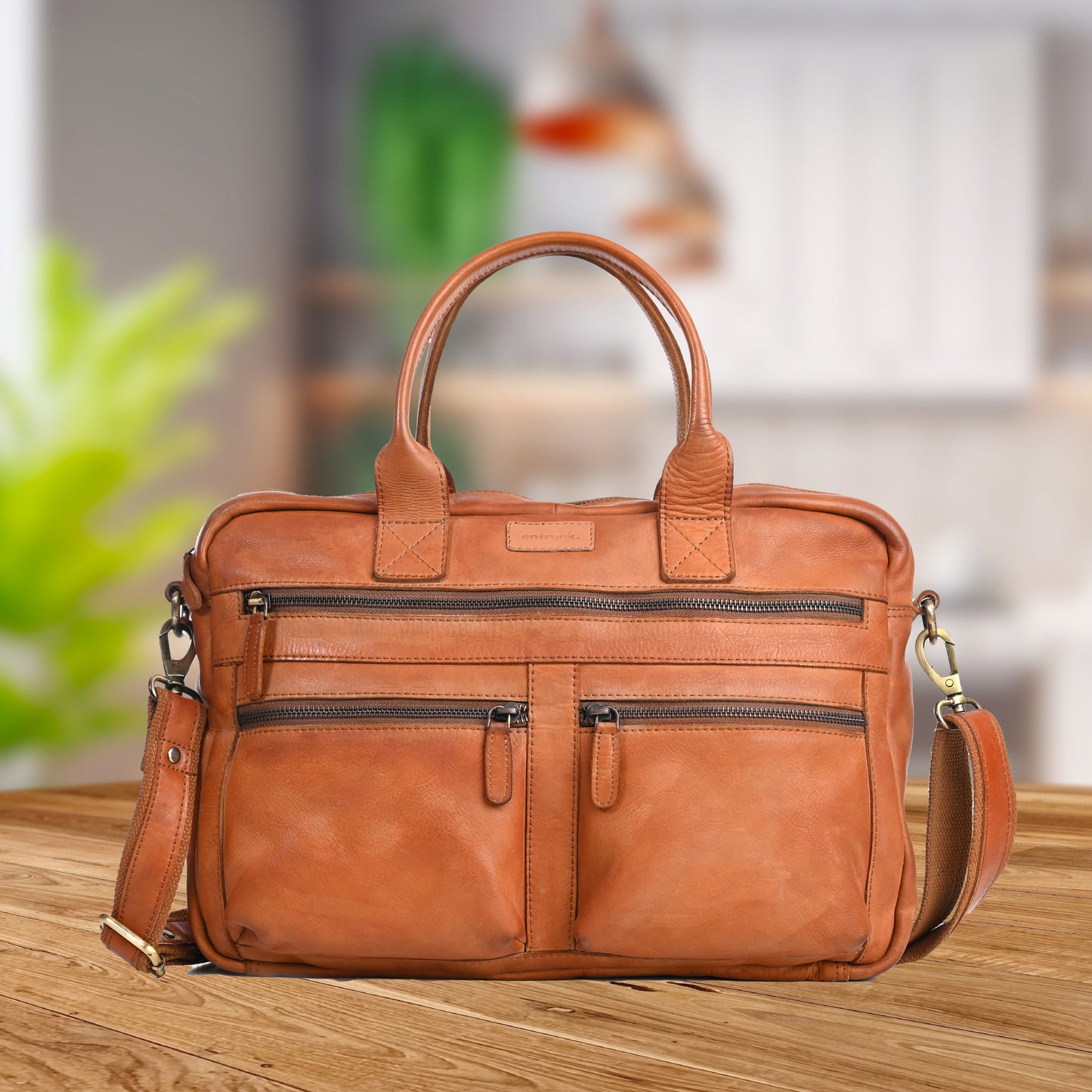 Genuine Premium Leather Bag for Men - Office Bag, Tan Color - Messenger Bags/Leather Bag for Men And Women With Adjustable Shoulder Strap