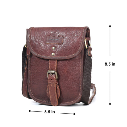 Genuine Premium Leather Made Casual/Travel Cross Body Sling Bag For Men And Women-Brown