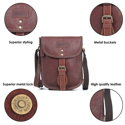 Genuine Premium Leather Made Casual/Travel Cross Body Sling Bag For Men And Women-Brown