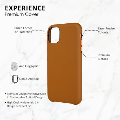 Premium Leather iPhone Back Cover For Iphone 11-Tan