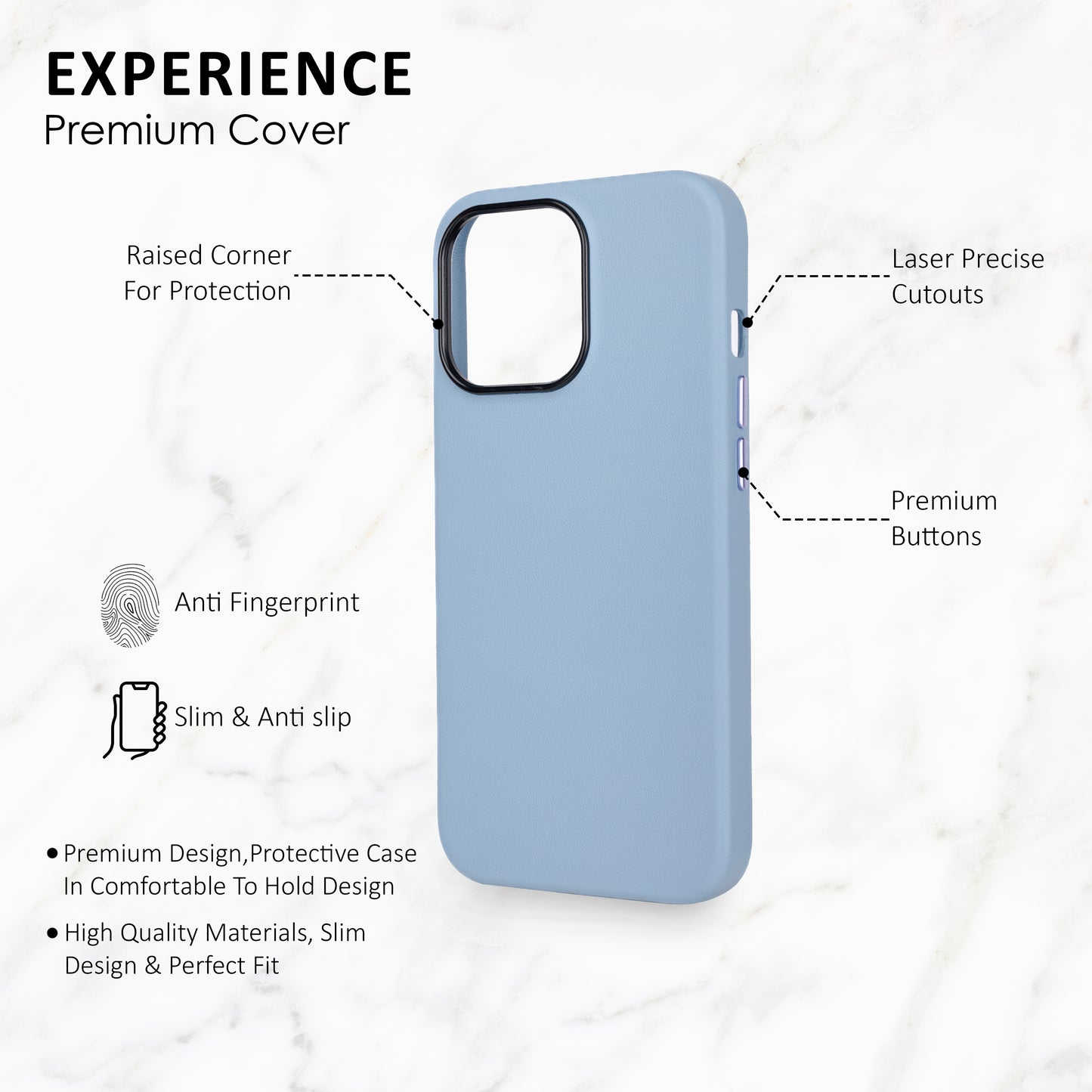 Premium Leather iPhone Back Cover For Iphone 13 Pro-Navy Blue