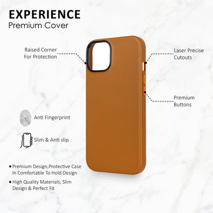 Premium Leather iPhone Back Cover For Iphone 14-Brown