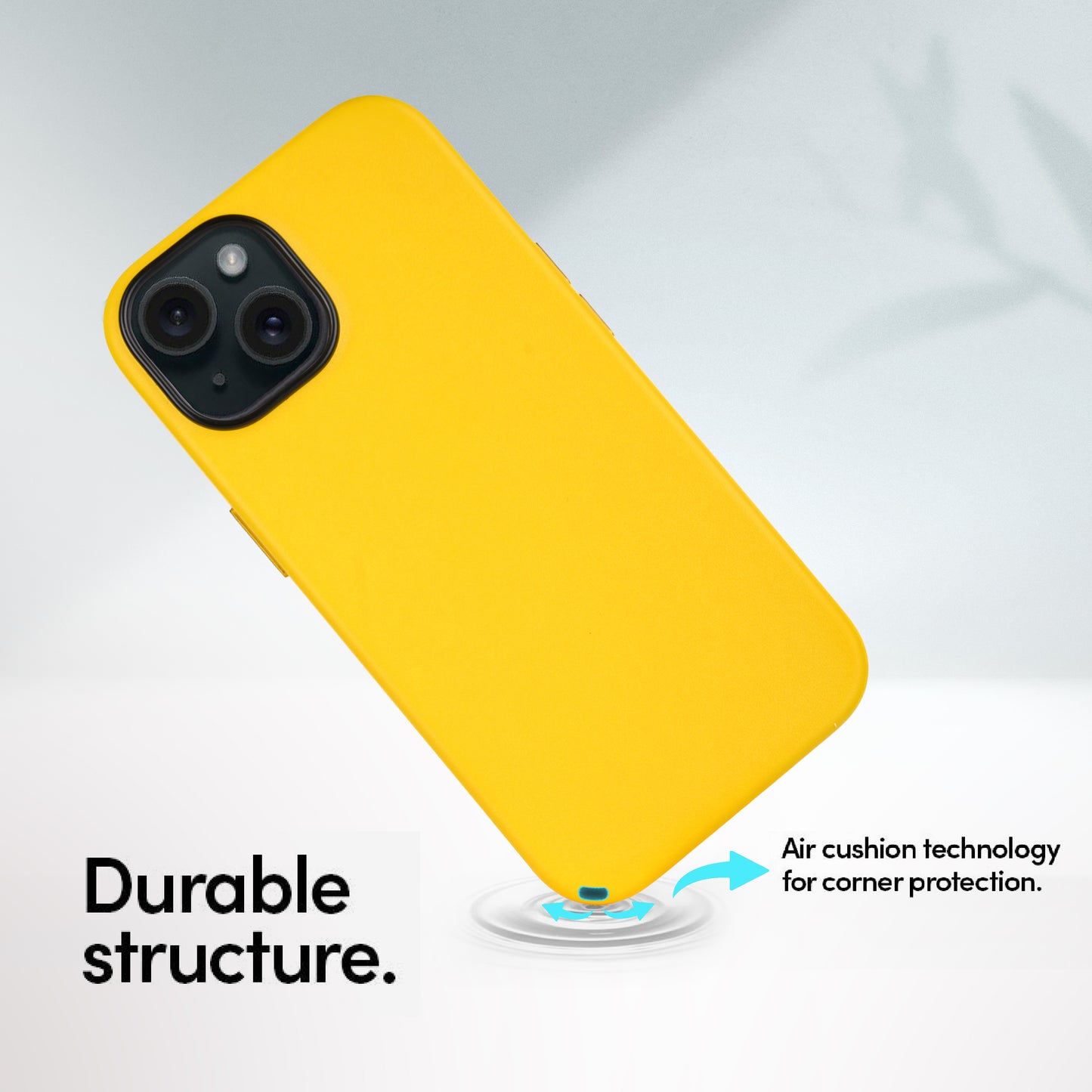 Premium Leather iPhone Back Cover For Iphone 15 Pro-Yellow