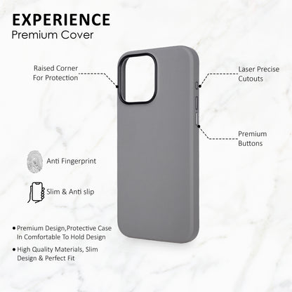 Premium Leather iPhone Back Cover For Iphone 15 Pro Max-Grey