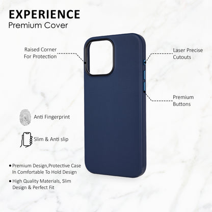 Premium Leather iPhone Back Cover For Iphone 15 Pro Max-Navy Blue