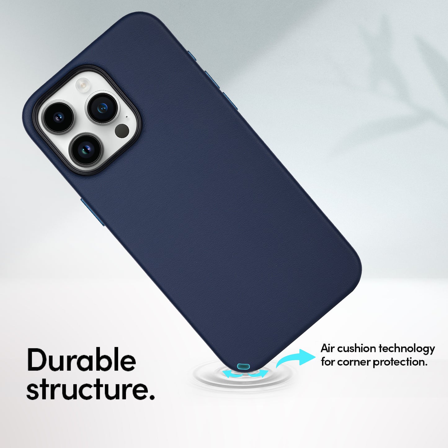 Premium Leather iPhone Back Cover For Iphone 15 Pro Max-Navy Blue